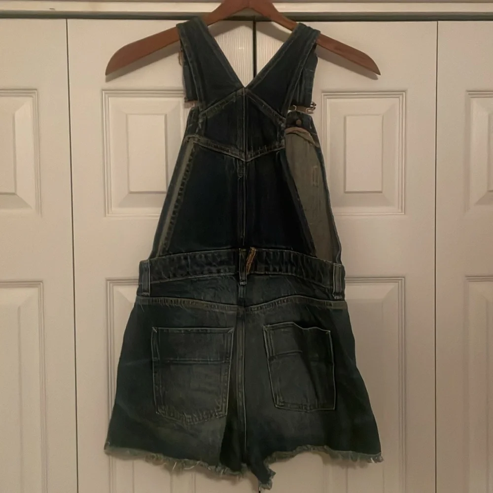 New We The Free by Free People Ziggy Sun-kissed Denim Aura Blue Overall Shorts 2